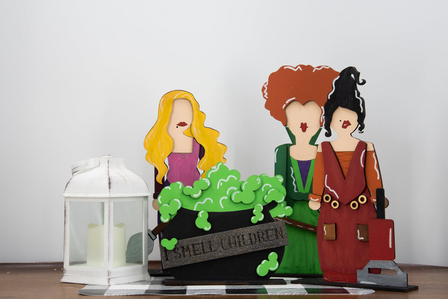 Sister Witch Trio – 12" Standing Wooden Halloween Shelf Sitters