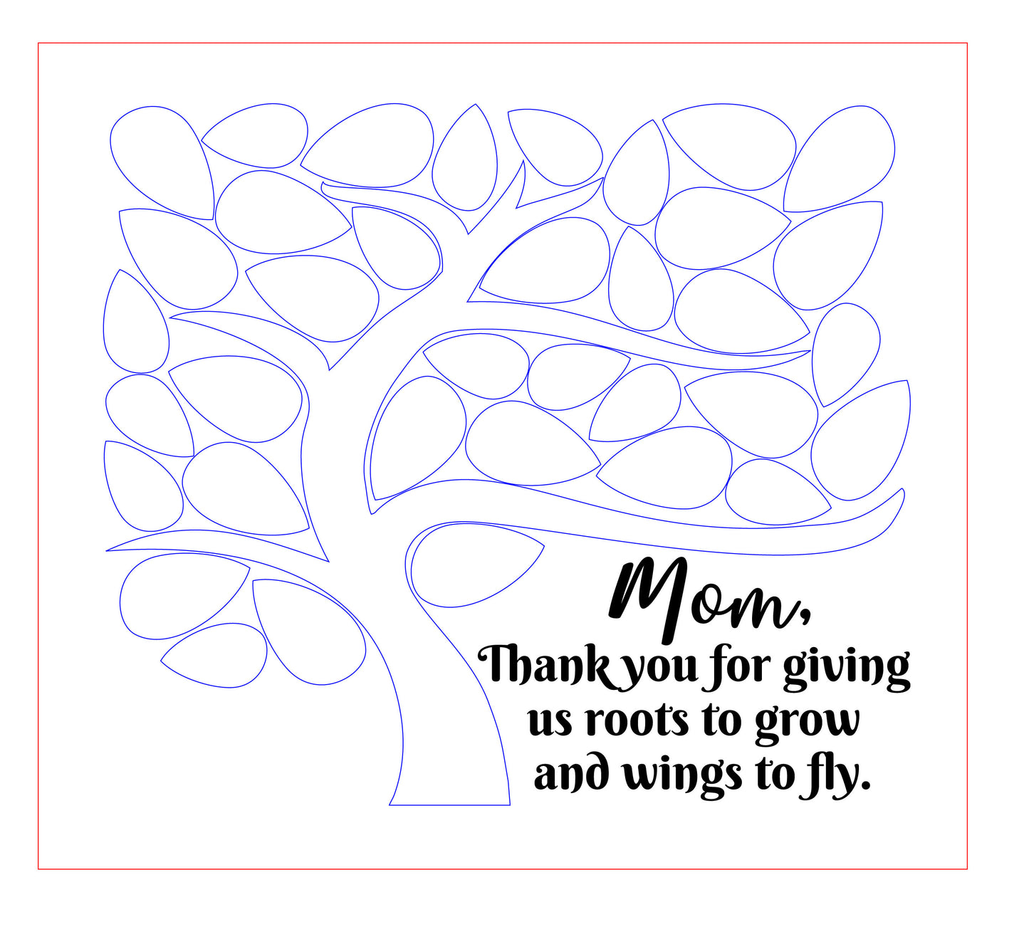 Square wooden framed family tree wall hanging featuring a carved tree trunk and branches with engraved wooden leaves for each child or grandchild’s name, rustic stained finish, and a heartfelt message for mom or grandma in the corne
