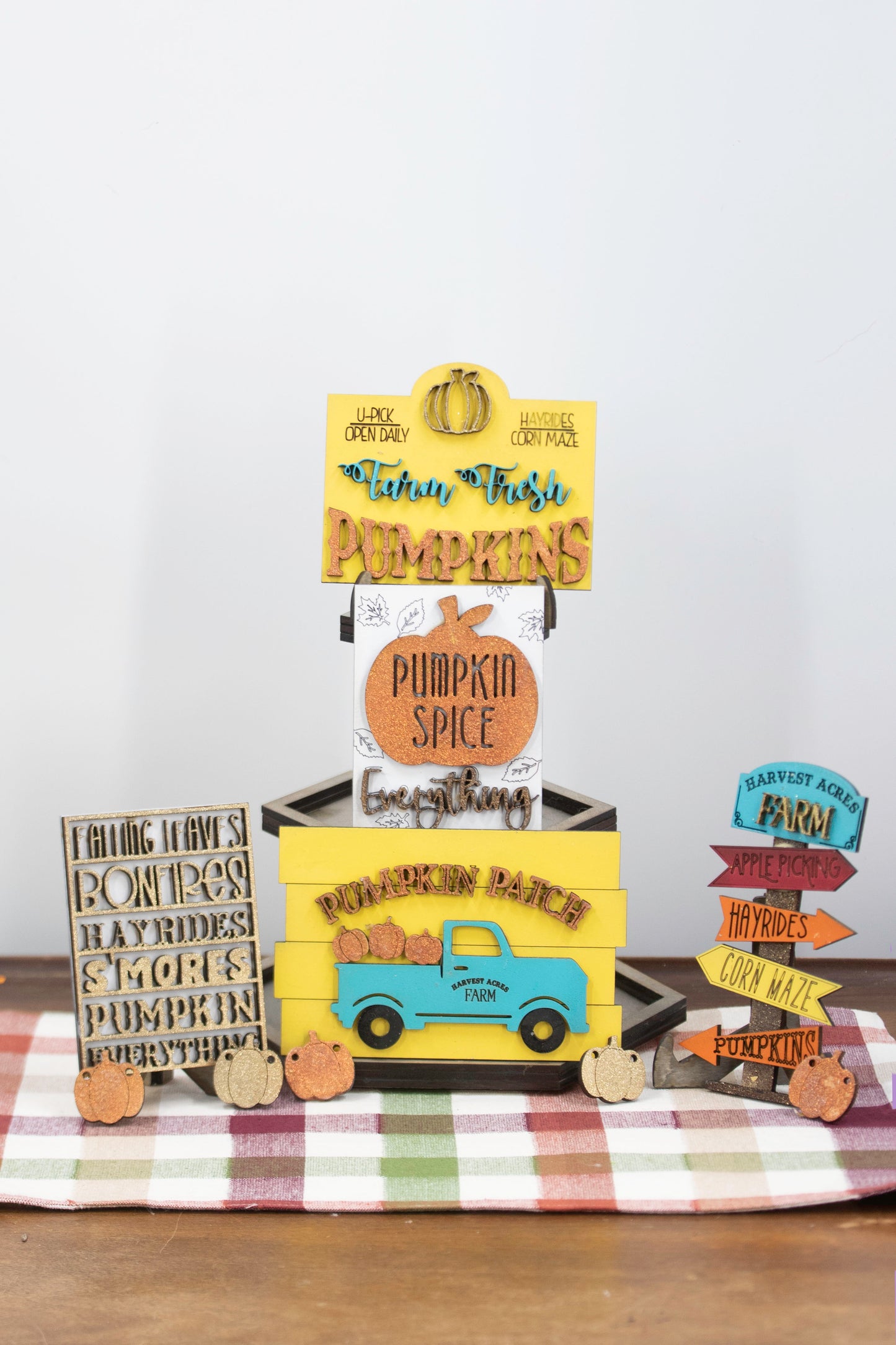 DIY Pumpkin Patch Tiered Tray Kit – 6-Piece Fall Wood Craft Kit