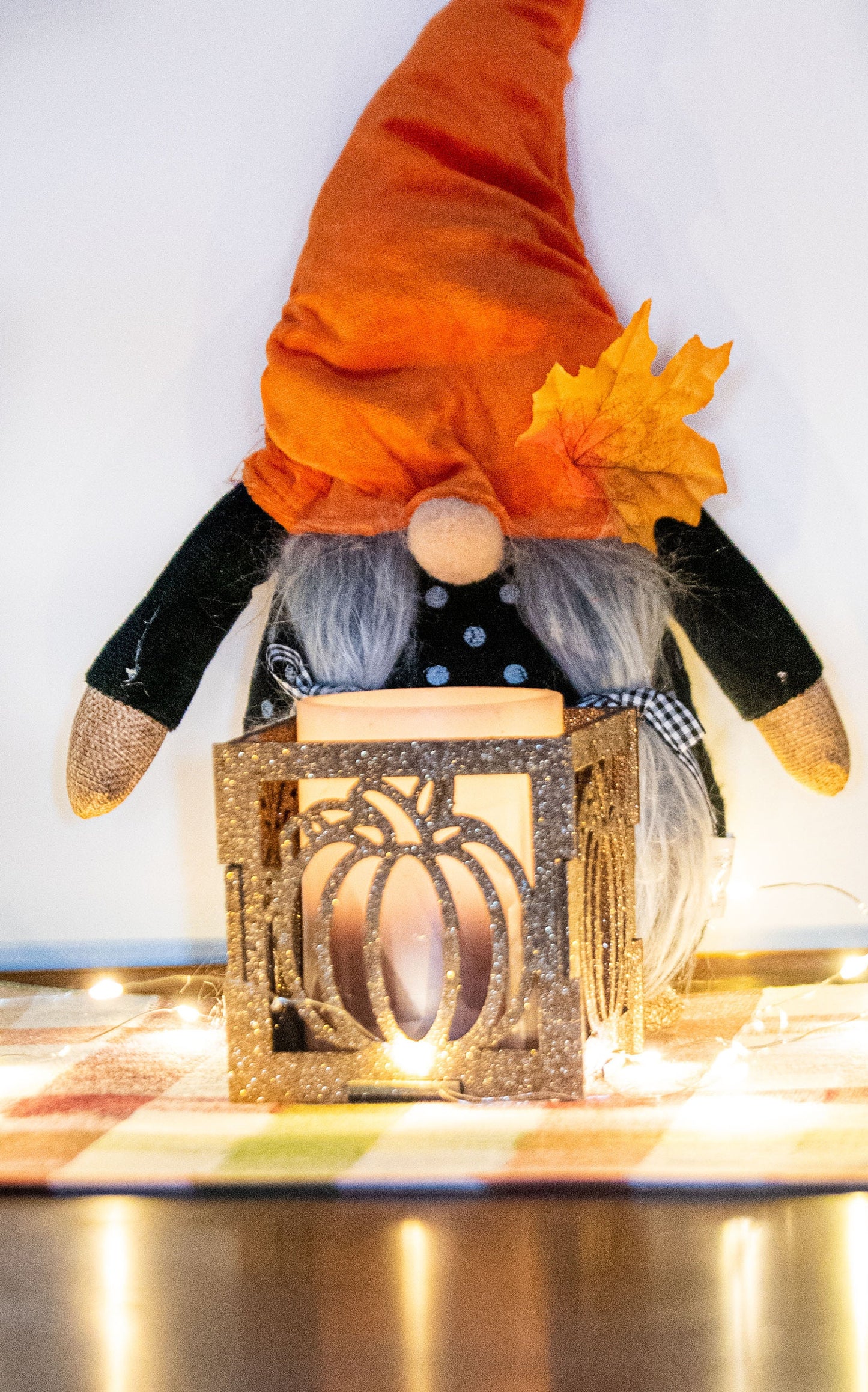 Pumpkin decoration fall candles centerpiece, pumpkin candle holder wood