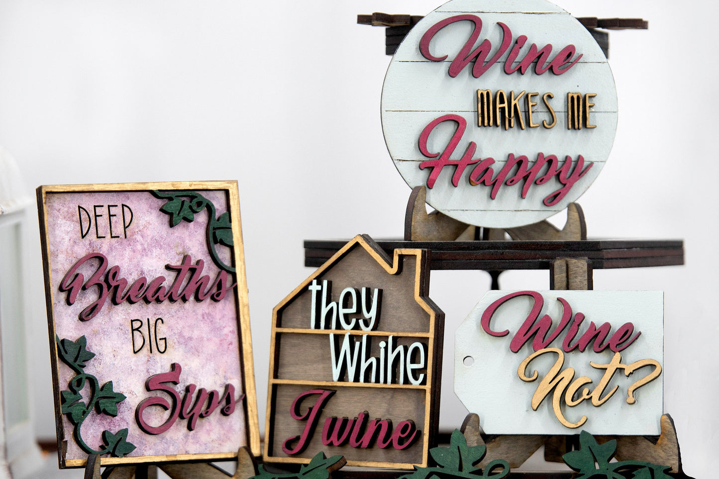 Wine tiered tray decor bundle- Custom decorative Wine decorations