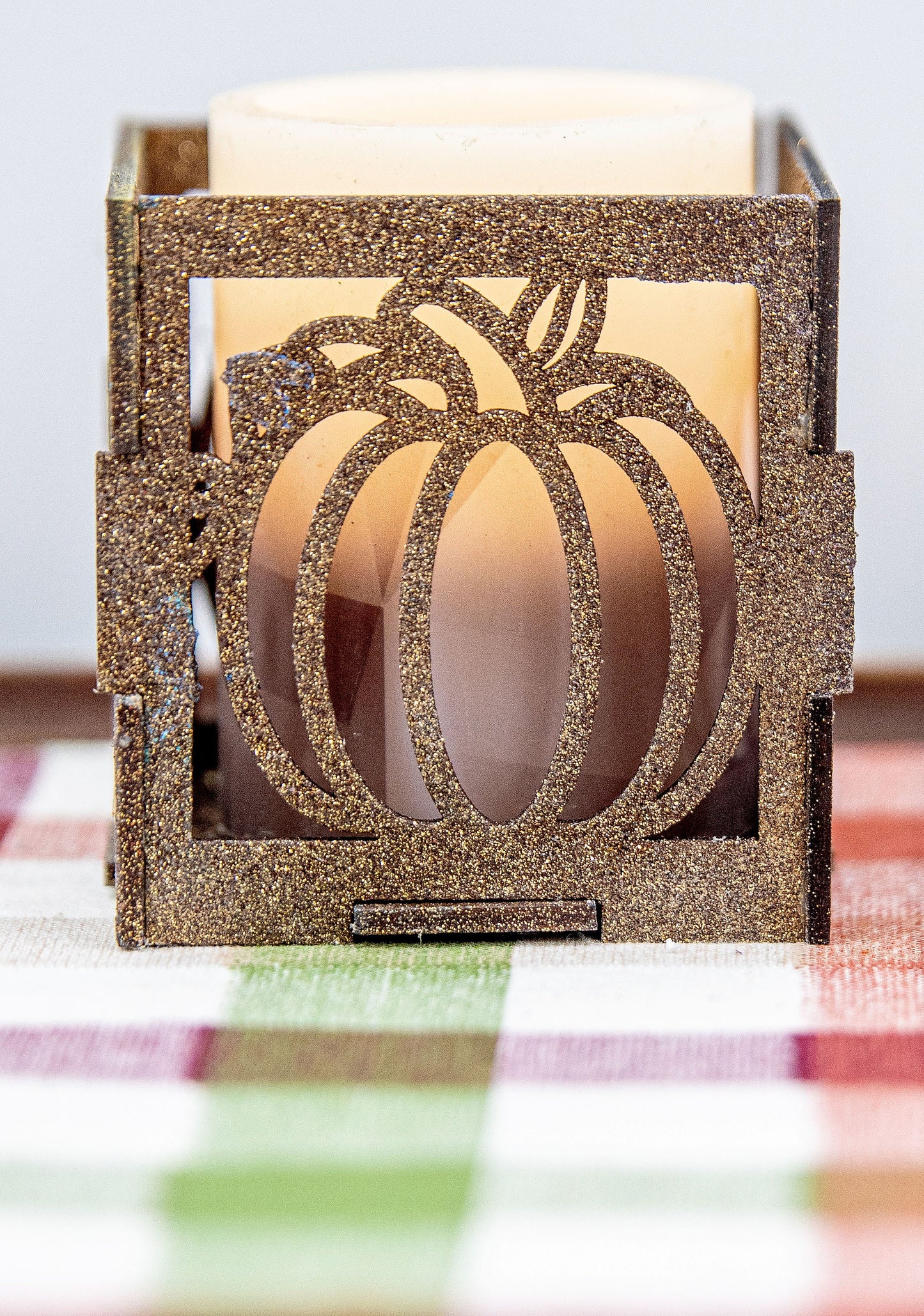 Pumpkin decoration fall candles centerpiece, pumpkin candle holder wood