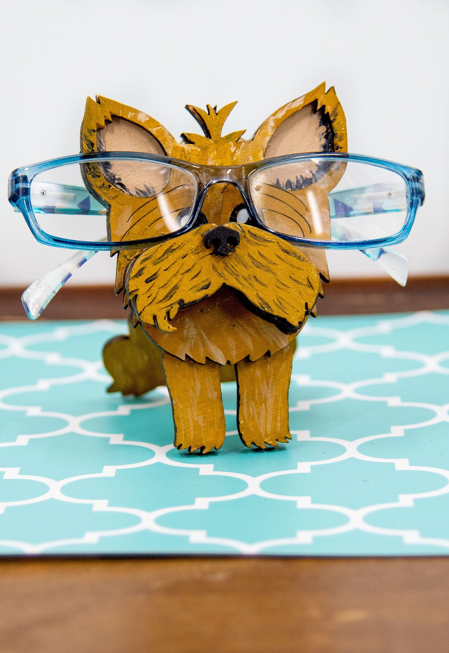 Custom Yorkie glasses holder and decor- Yorkshire Terrier eyeglasses stand