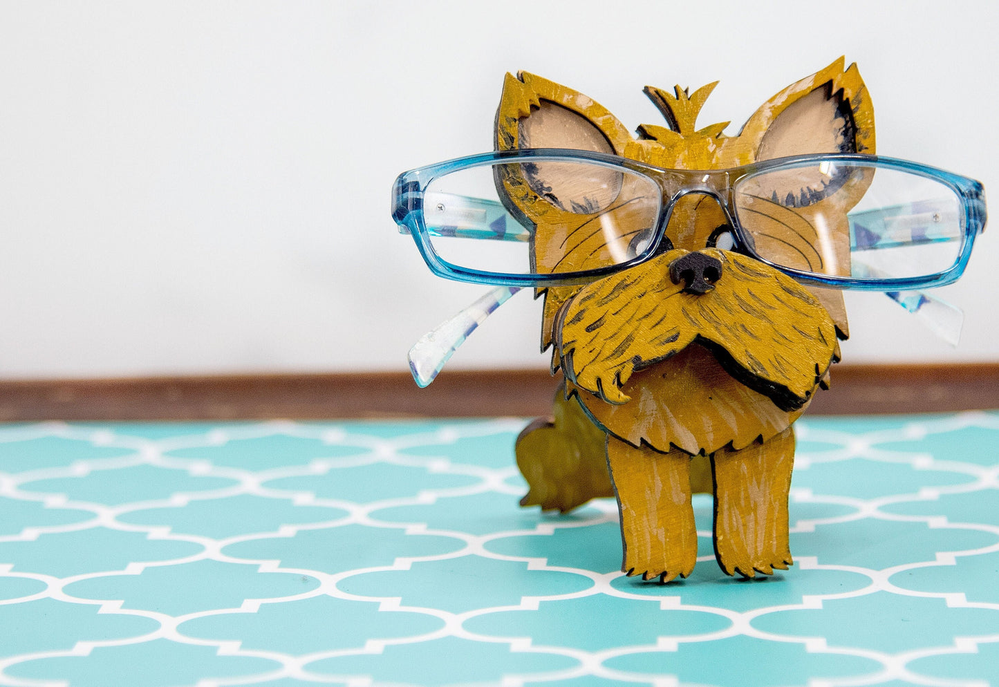 Custom Yorkie glasses holder and decor- Yorkshire Terrier eyeglasses stand