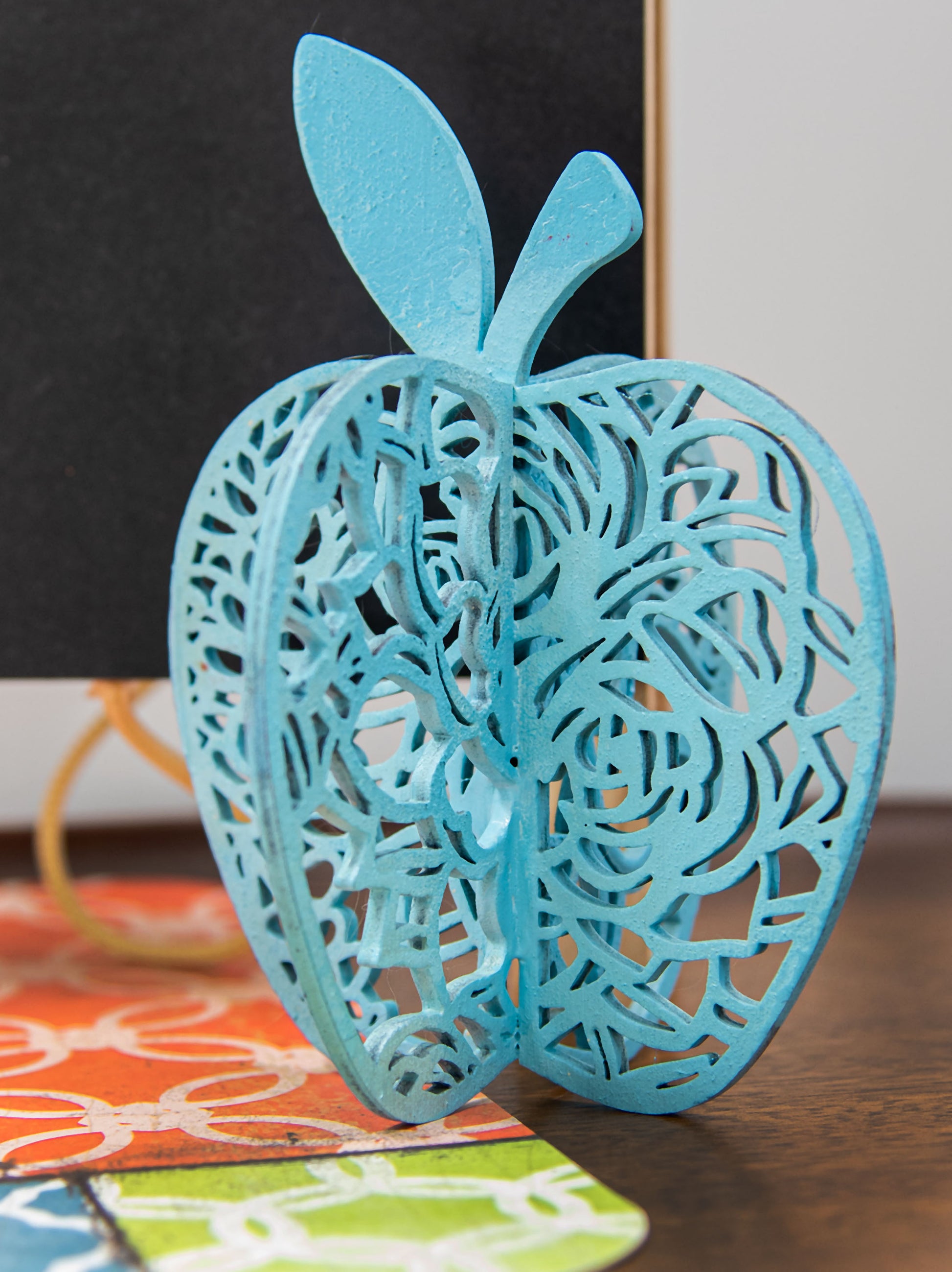 Handcrafted wooden apple shelf sitters, each uniquely painted in rustic fall colors and whimsical patterns. These small decorative apples measure between 3.25 to 5 inches and are perfect for adding seasonal charm to farmhouse shelves, tiered trays, mantels, or classroom decor. A cozy handmade gift idea for teachers, autumn decorating, or adding a pop of color to your rustic home aesthetic