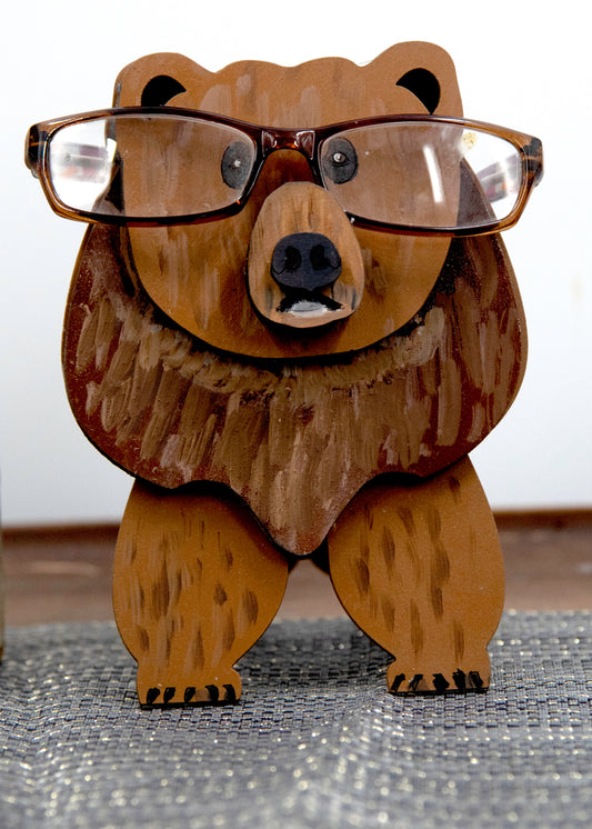 Bear Glasses Holder- Hand- Painted Wooden Eyeglass Stand