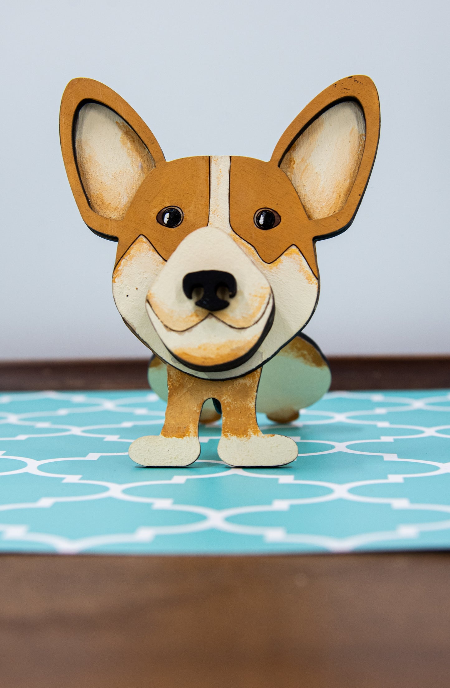 DIY paint-your-own wooden Corgi dog glasses holder kit, designed as a whimsical craft project and practical eyeglass organizer. Includes pre-cut wooden Corgi stand, ready for painting in Pembroke, Cardigan, or custom dog colors. Perfect for dog lovers, creative gift ideas, and pet-themed decor that keeps your glasses safe in adorable style.