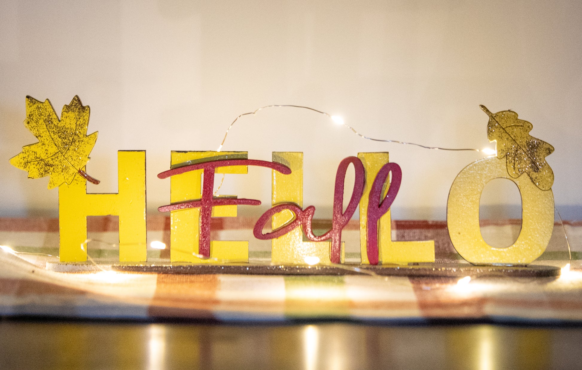 DIY wooden Hello Fall shelf sitter craft kit with autumn leaf accents, unfinished paint-your-own standing sign for fall and Thanksgiving home decor, rustic farmhouse seasonal decoration, includes all wood pieces for easy painting and assembly
