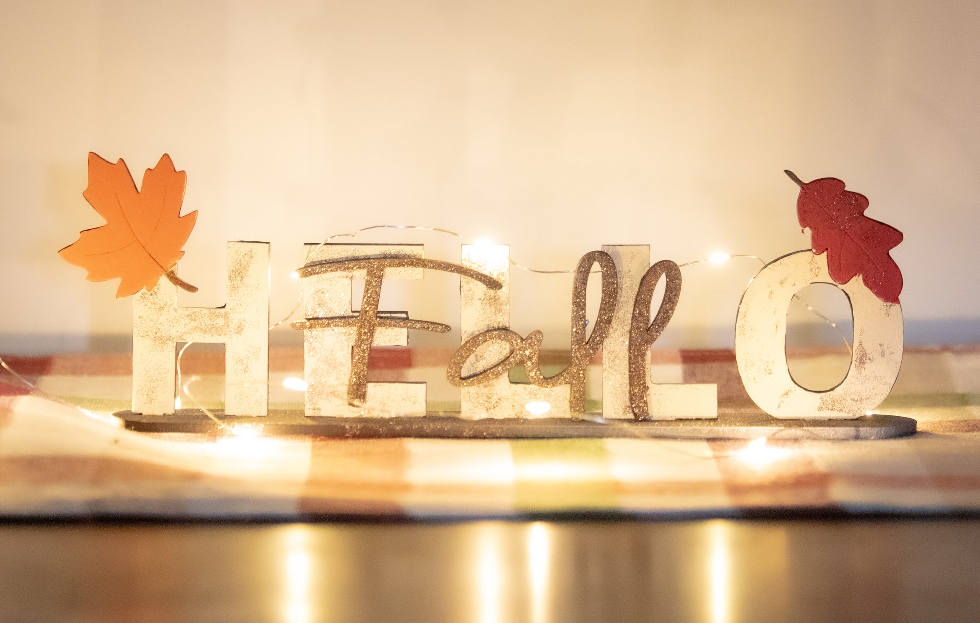 DIY wooden Hello Fall shelf sitter craft kit with autumn leaf accents, unfinished paint-your-own standing sign for fall and Thanksgiving home decor, rustic farmhouse seasonal decoration, includes all wood pieces for easy painting and assembly
