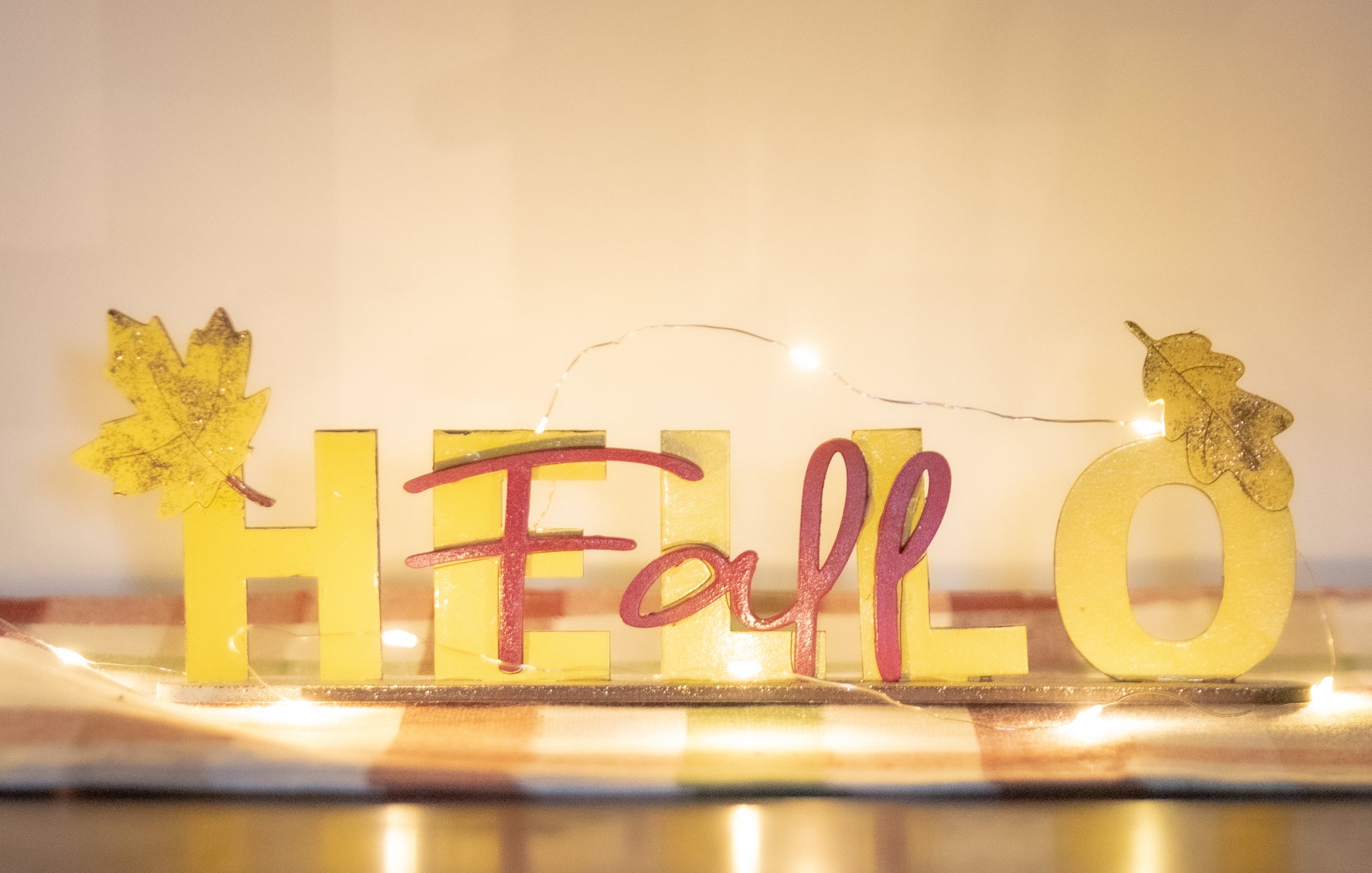 DIY wooden Hello Fall shelf sitter craft kit with autumn leaf accents, unfinished paint-your-own standing sign for fall and Thanksgiving home decor, rustic farmhouse seasonal decoration, includes all wood pieces for easy painting and assembly
