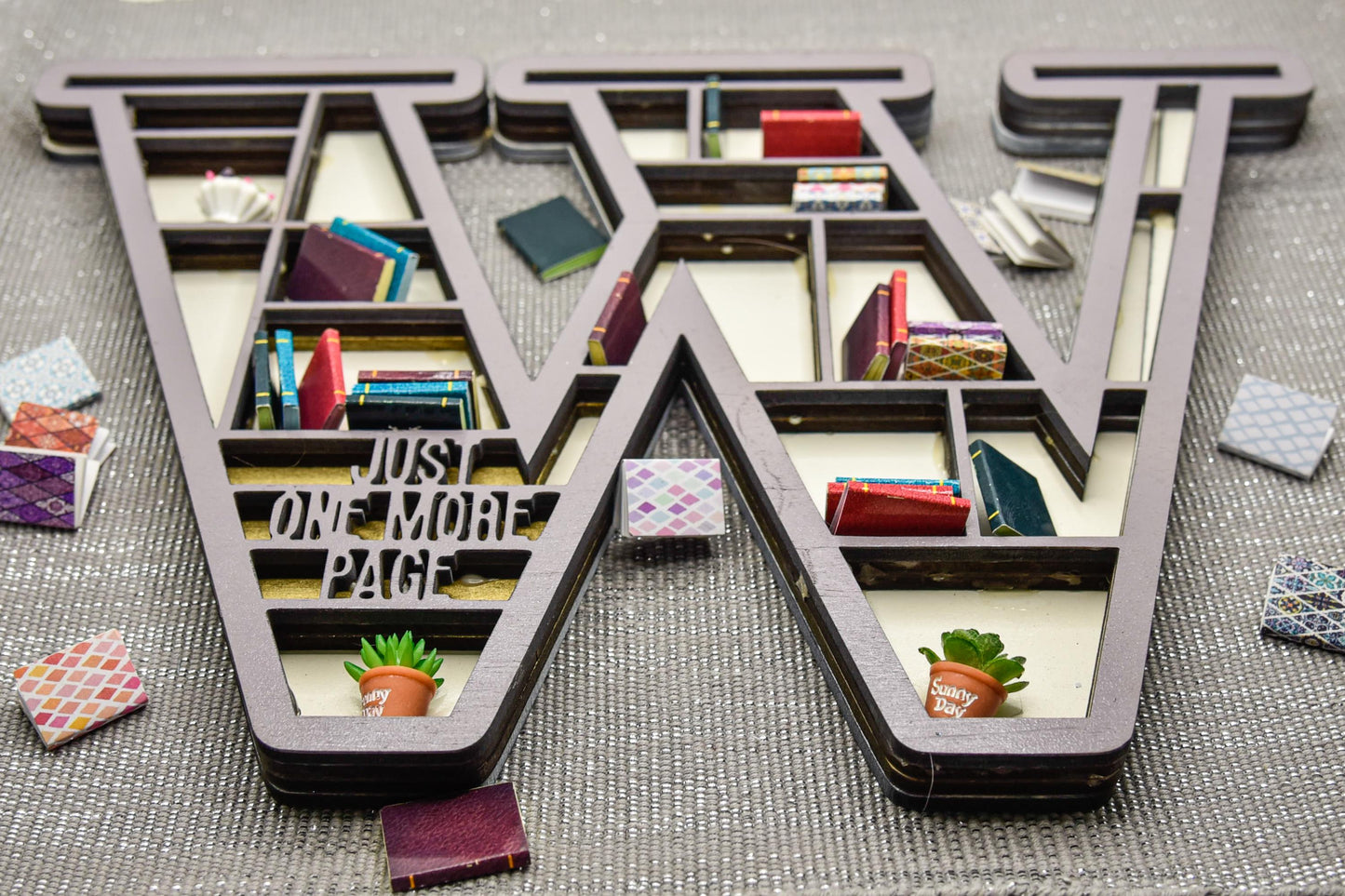 Personalized Letter Bookshelf - Custom Initial Mini Bookshelf Decor