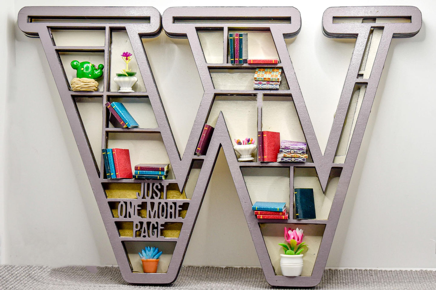 Personalized Letter Bookshelf - Custom Initial Mini Bookshelf Decor
