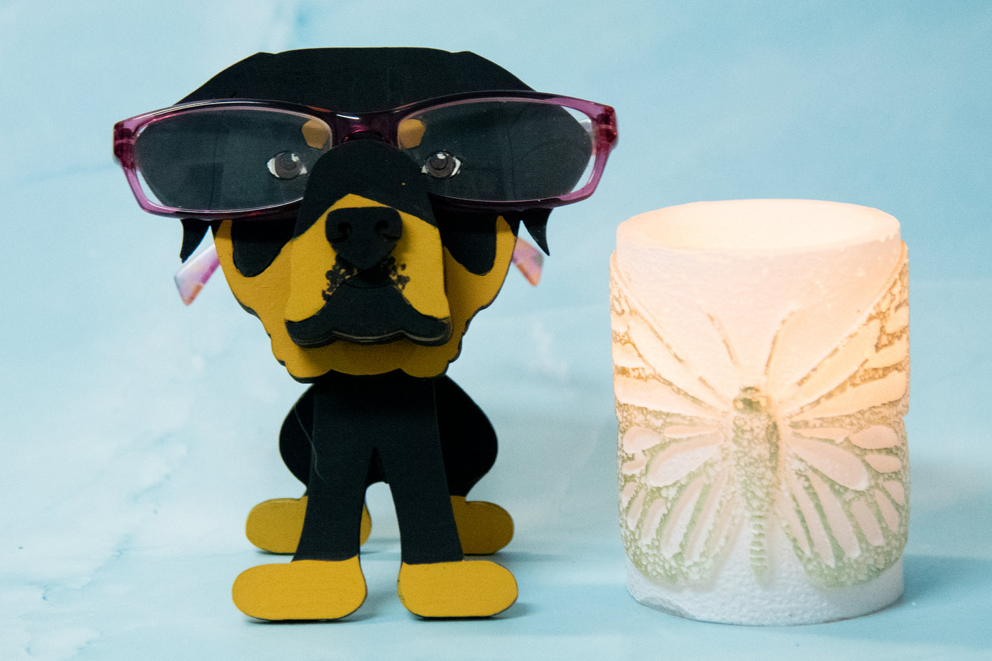 DIY rottweiler glasses holder, dog glasses stand craft kit, unfinished wooden glasses holder, dog lover craft project, DIY dog glasses stand, paint your own dog glasses holder, wooden dog glasses stand kit, handmade craft project for pet lovers, rottweiler craft kit, DIY pet lover gift, dog breed DIY kit