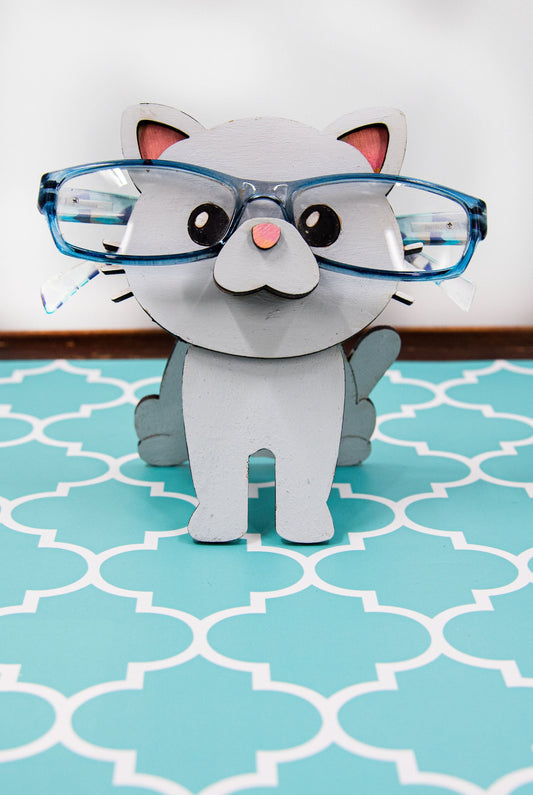 Custom cat glasses holder,  Wooden animal eyeglasses stand