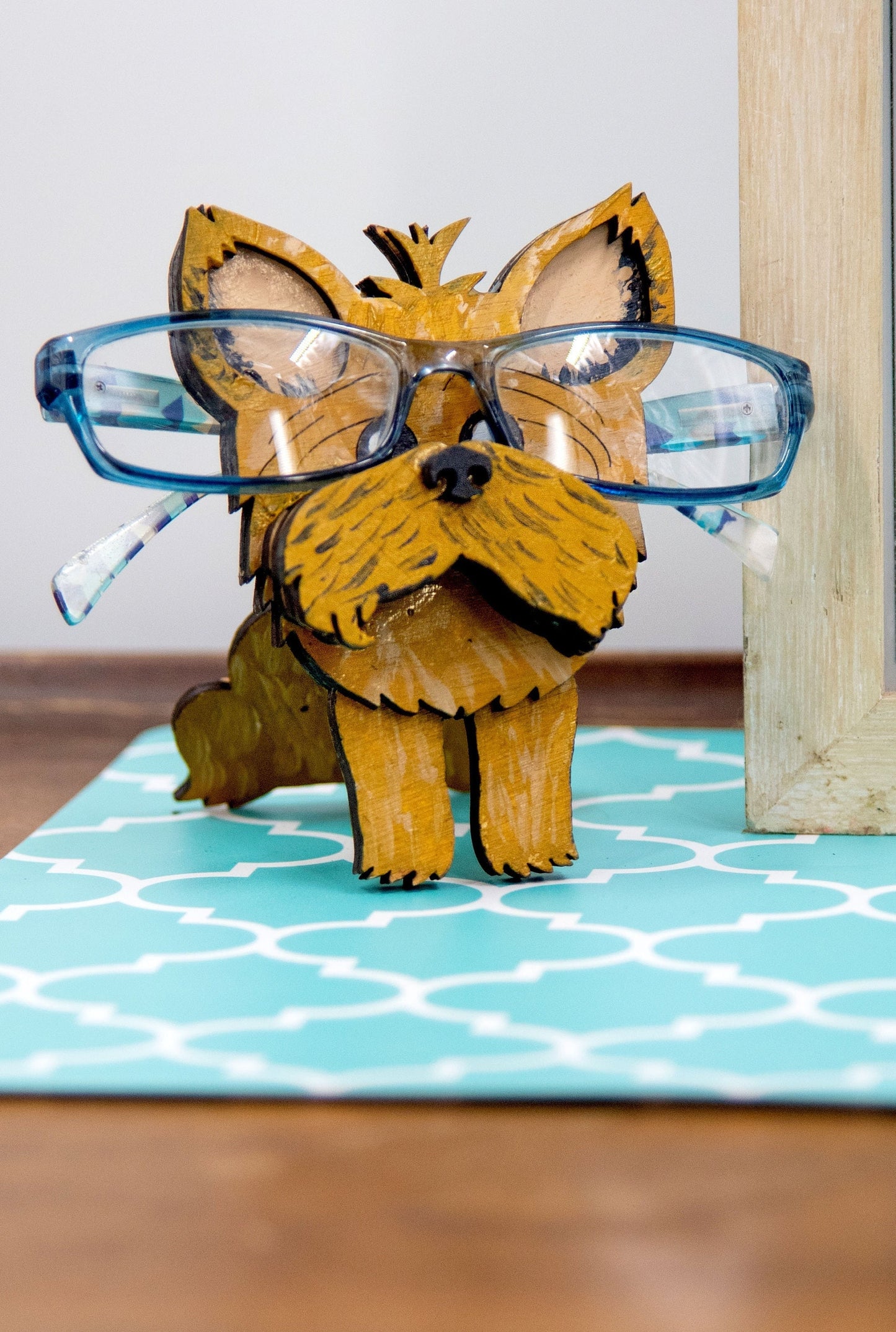 Custom Yorkie glasses holder and decor- Yorkshire Terrier eyeglasses stand